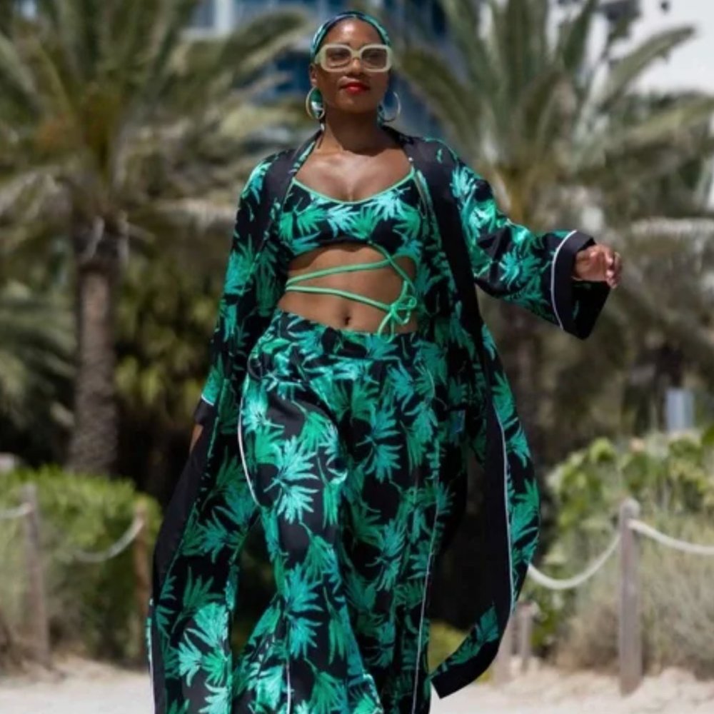 Fe Noel x Target Women's Feathered Palm Print Wide-Leg Pants L